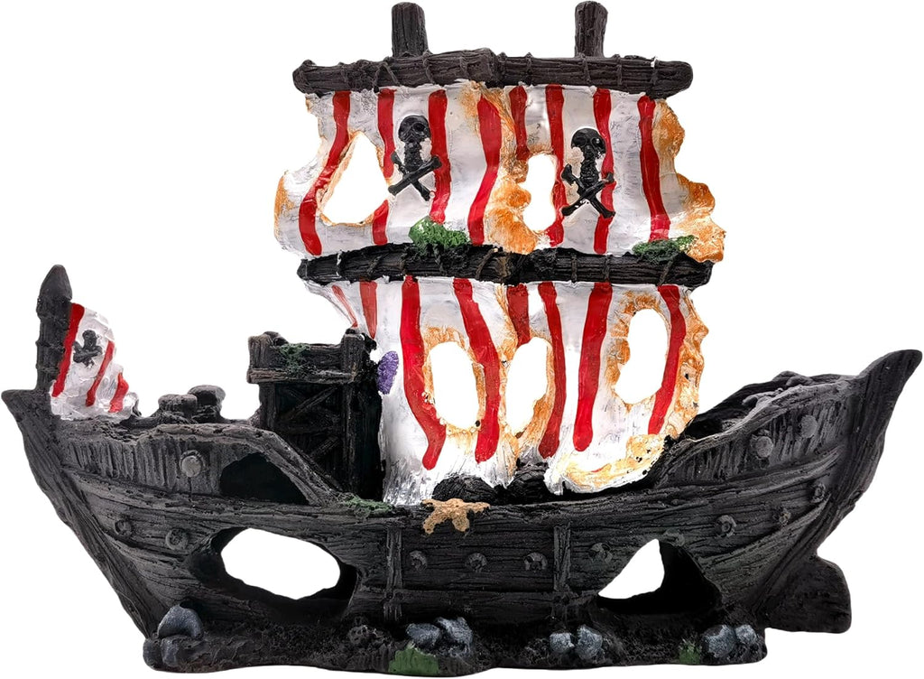 M2cbridge Antique Roman Column Ruins European Castle Aquarium Decorations Fish Tank Hideout Rocks (Striped Pirate Shipwreck)