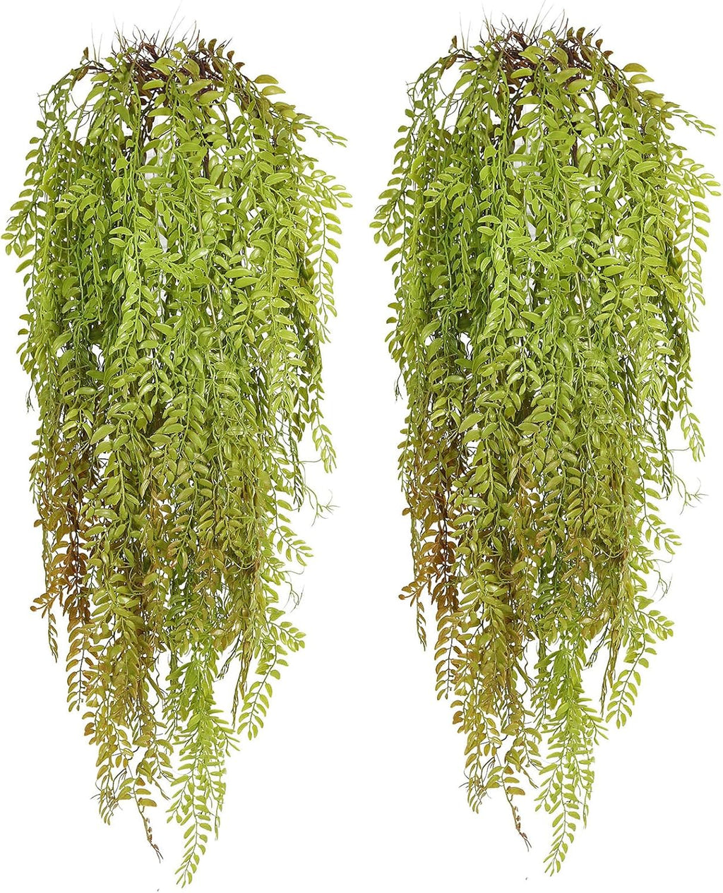 RECUTMS 2 Pcs Artificial Hanging Plants Fake Hanging Plant Faux Ferns Ivy Willow Vine Leaves Wall Greenery Home Garden Wedding Party Indoor Outdoor Decorations(Grass Green)