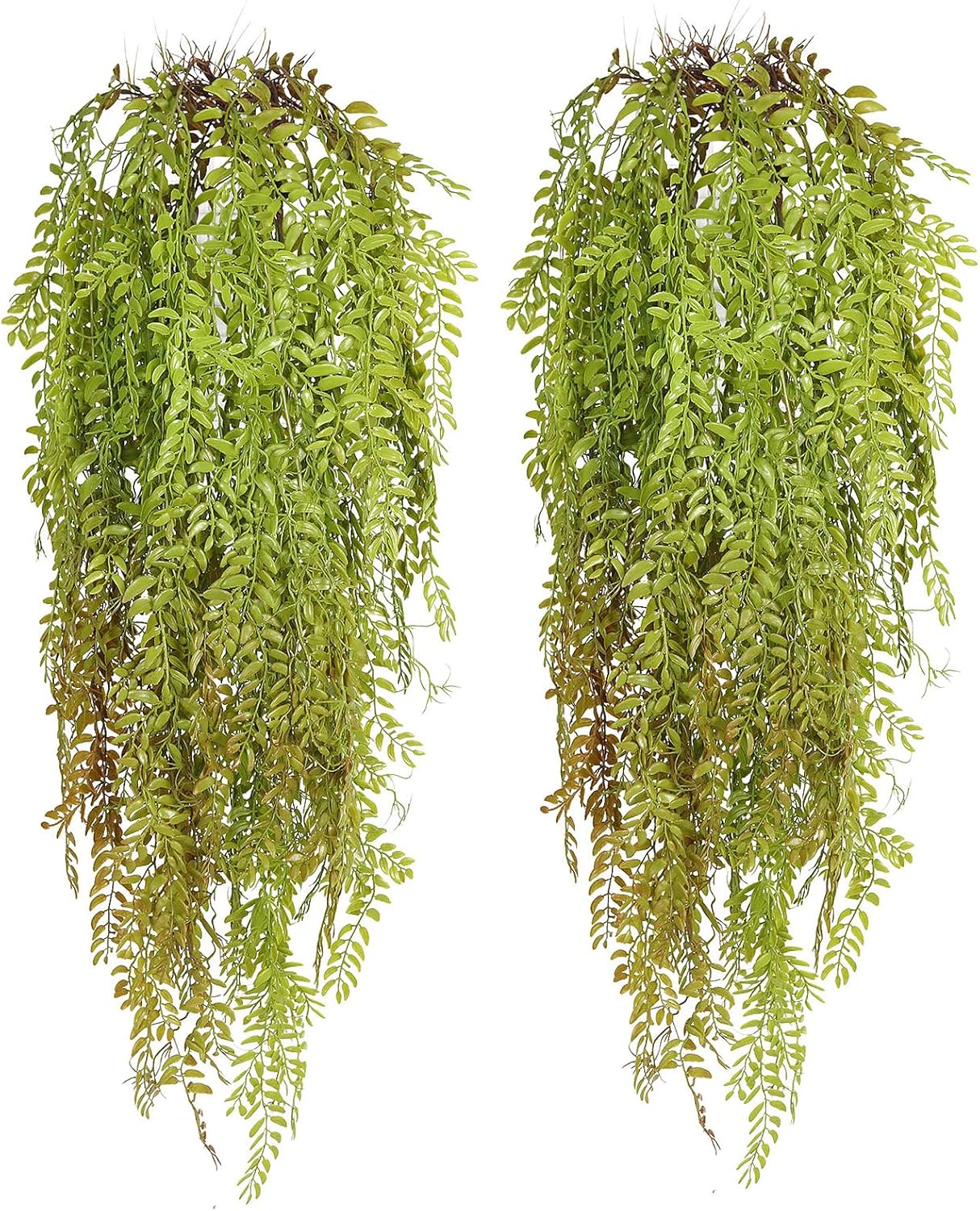 RECUTMS 2 Pcs Artificial Hanging Plants Fake Hanging Plant Faux Ferns Ivy Willow Vine Leaves Wall Greenery Home Garden Wedding Party Indoor Outdoor Decorations(Grass Green)