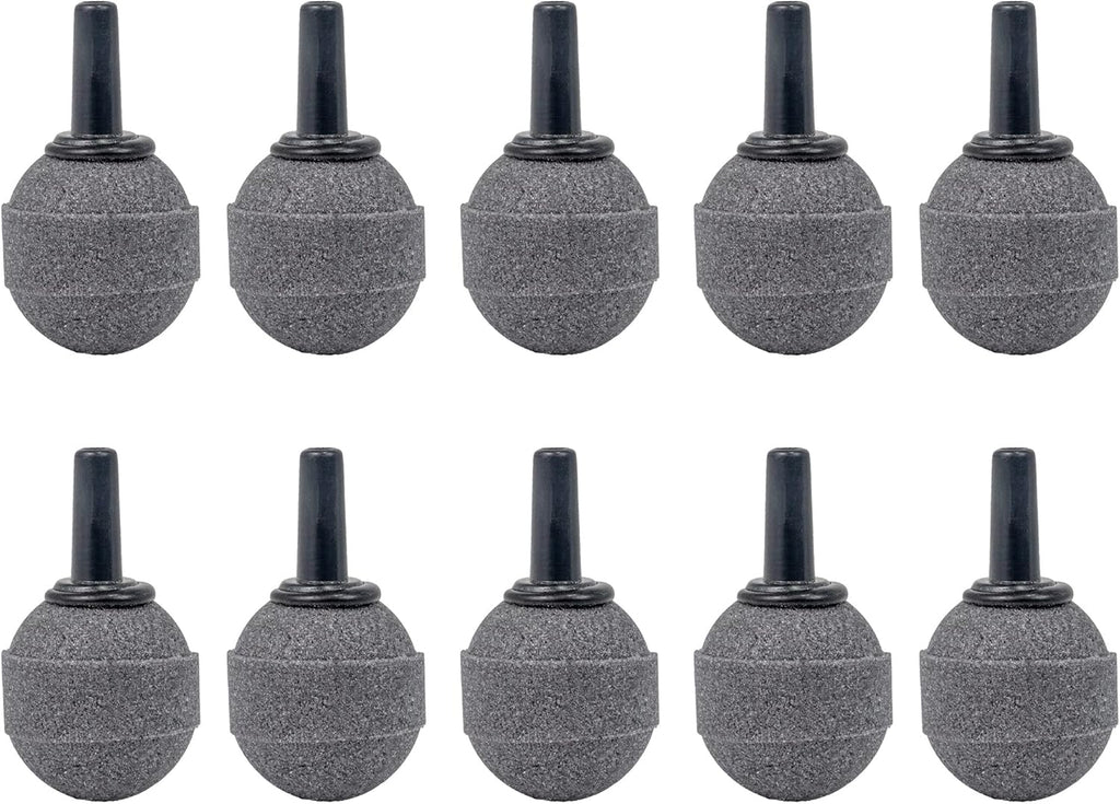 Air Stone Bubble Diffuser Ball - for Aquarium Air Pump and Fish Tanks, Gray, Pack of 10pcs
