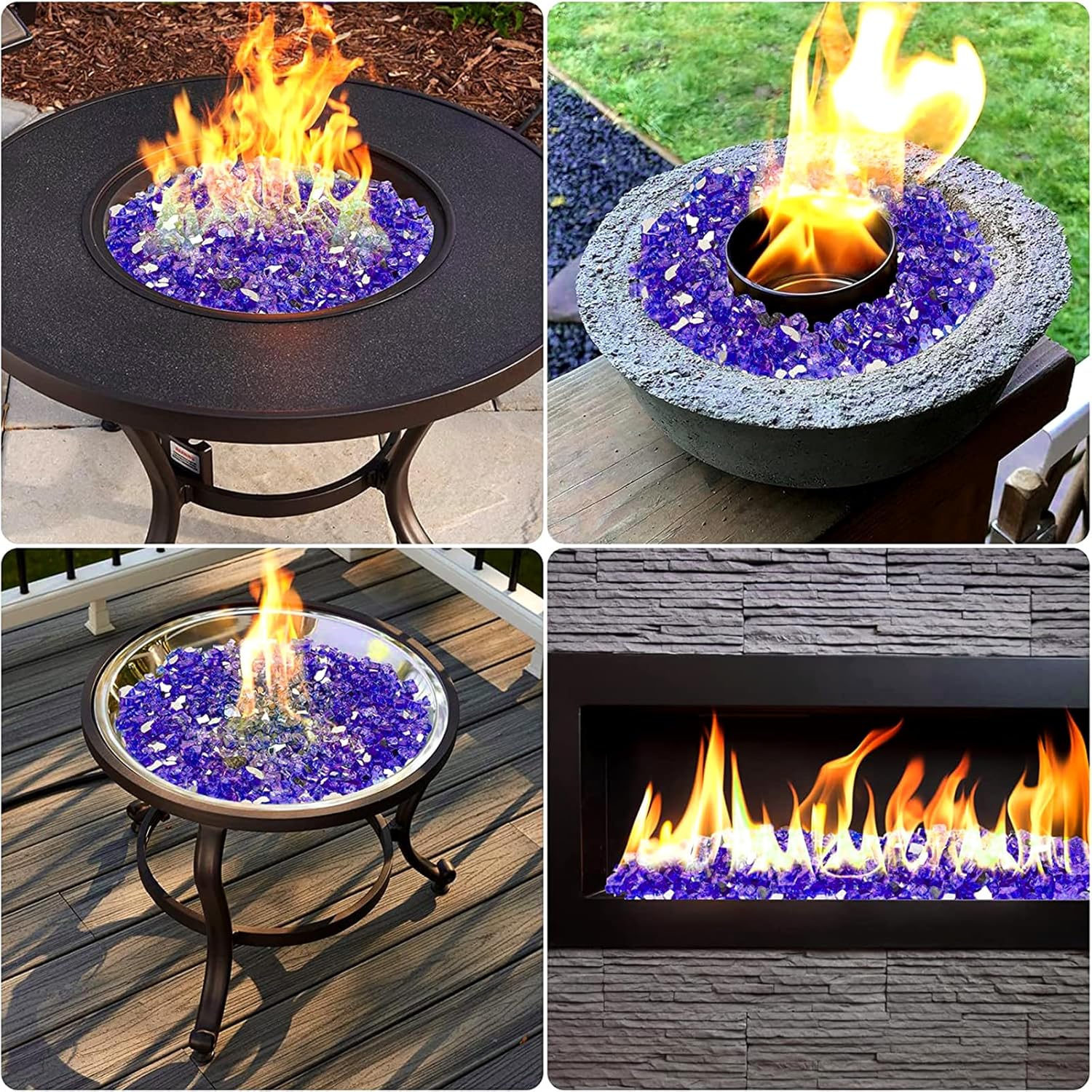 onlyfire 10 Pounds Fire Glass for Propane Fire Pit, 1/4 Inch Reflective Firepit Glass Rocks for Gas Fireplace and Fire Pit Table, Purple
