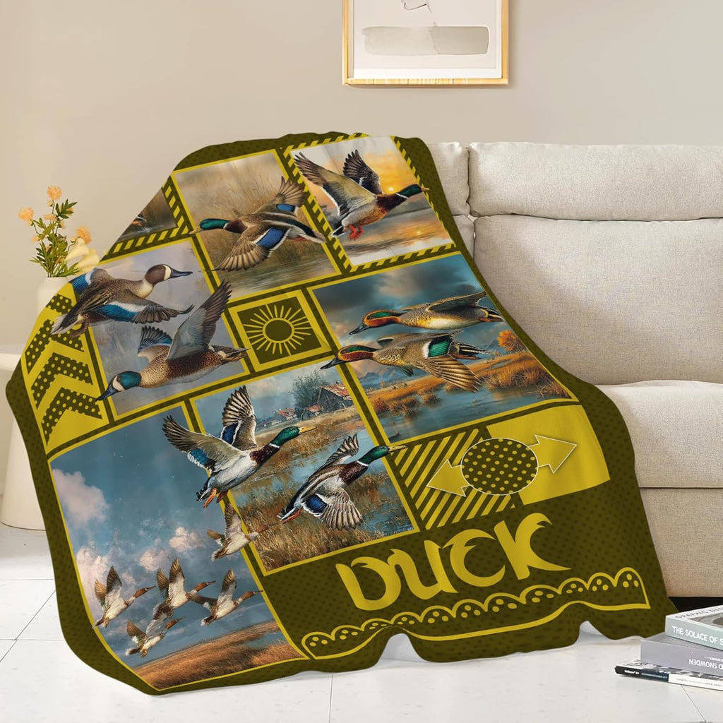 Duck Throw Blanket Hunting Mallard Duck Stuff Gifts for Kids Girls Boys Adults Women Men Soft Cozy Warm Plush Fluffy Fuzzy Fleece Blanket Decor 40''X50''