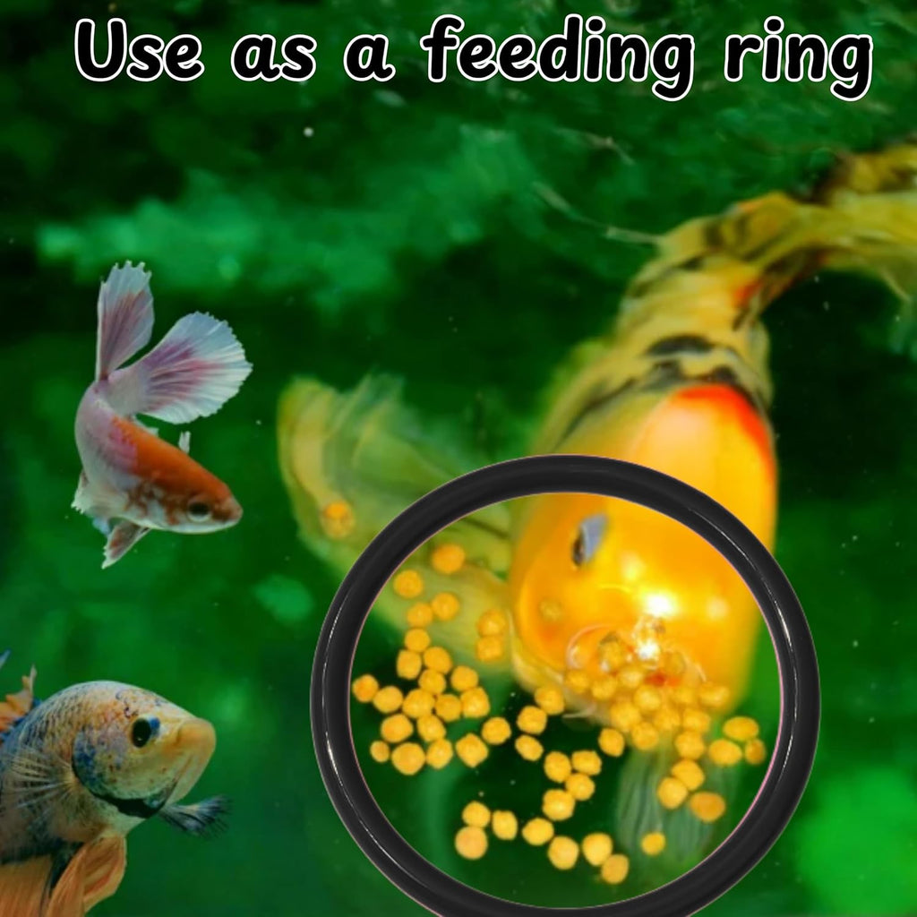 Betta Ring and Mirror Toy for Aquarium, 2 pcs Betta Ring Enrichment Toys, Floating Exercise Mirrors for Fish Tank and Training Feeding Rings, Fish Toys, Aquarium Accessories (Black, M-Heart)