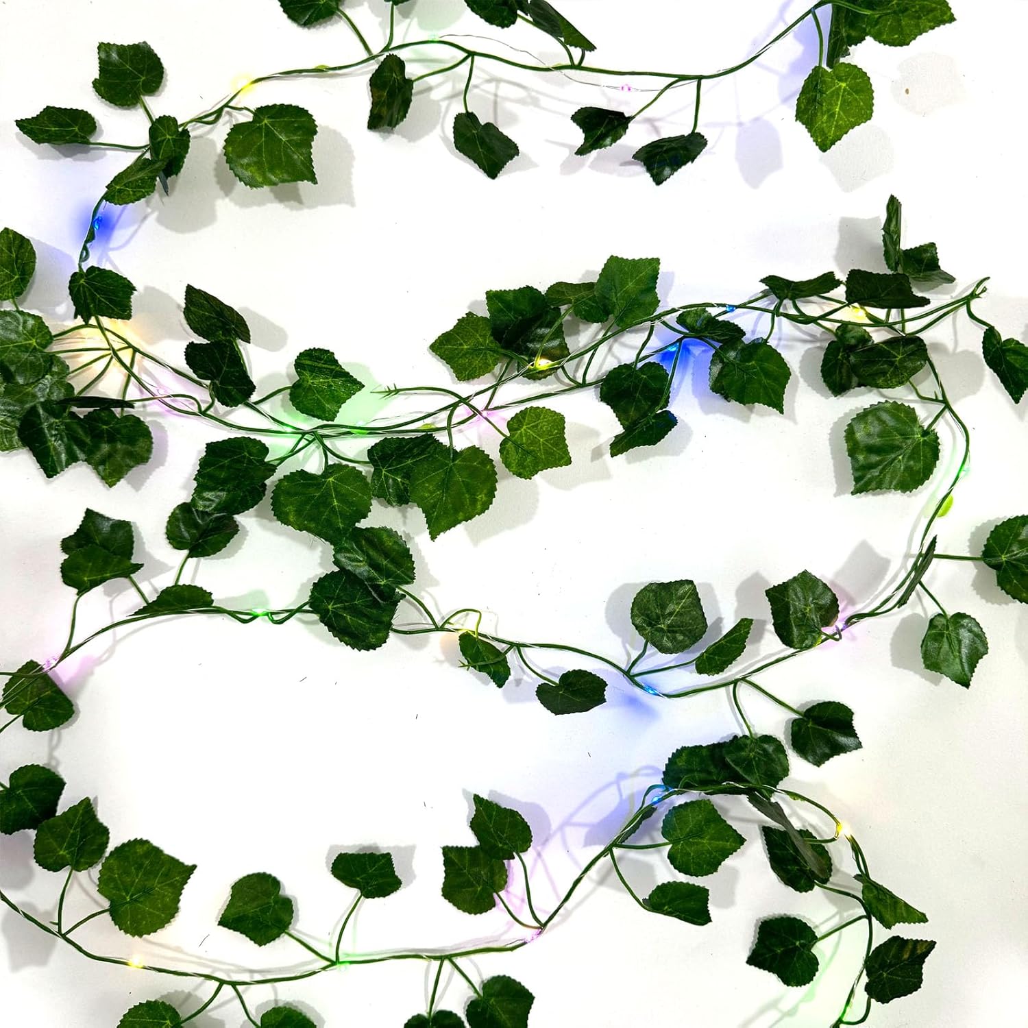 6 Pcs Artificial Hanging Plants Fake Grapevines With 60 Colored Lights, Grapevine Leaves, Fake Plant Vine Hanging Garland for Wall, Party, Wedding, Home, Kitchen, Indoor and Outdoor Decoration