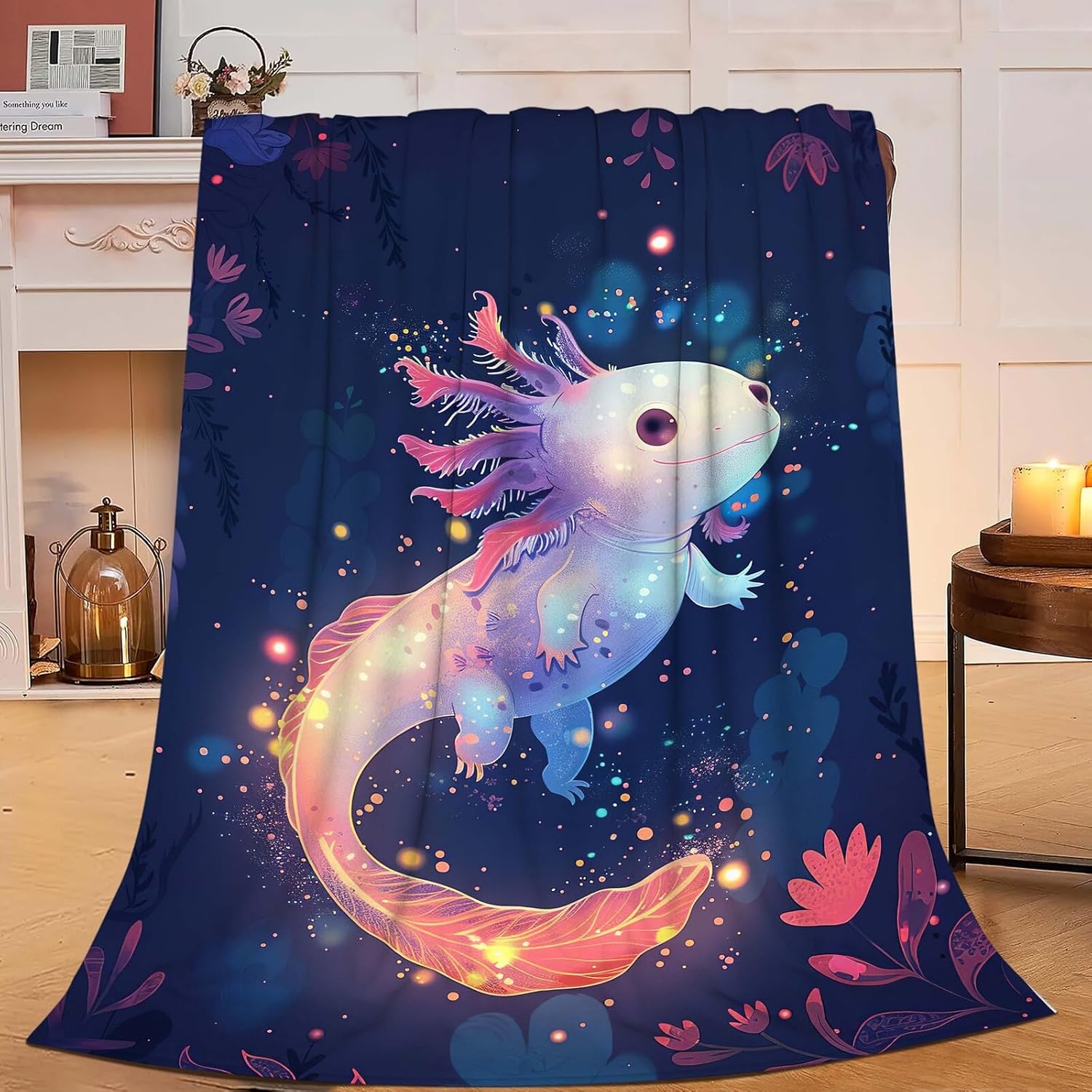 Cute Axolotl Blanket Cartoon Axolotl Throw Blanket Gifts for Women Girls Men Boys Kids Adults Super Soft Cozy Plush Fluffy Fuzzy Fleece Blanket Decor 60''X80''