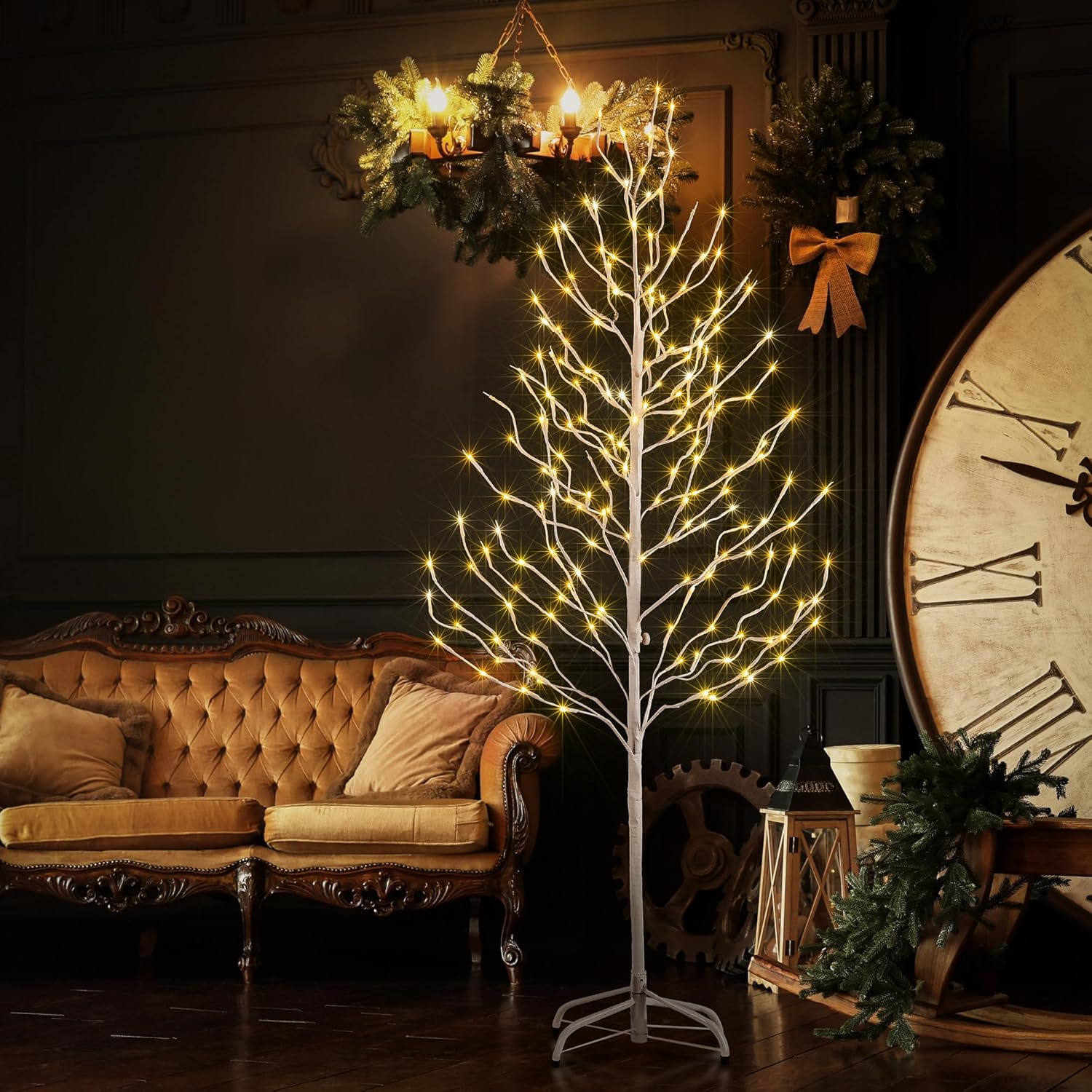 LIGHTSHARE 5FT 200L Lighted Star Light,Warm White Lighted Tree Decoration Light,Home/Festival/Party/Christmas,Indoor and Outdoor Use