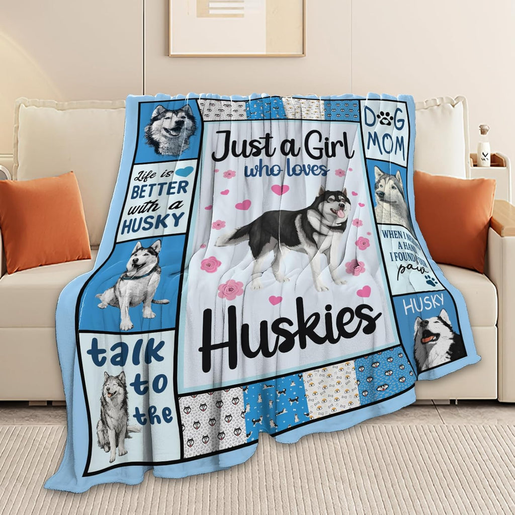 Husky Throw Blanket Husky Puppy Stuff Gifts for Dog Lover Kids Girls Boys Adults Women Men Soft Cozy Warm Plush Fluffy Fuzzy Fleece Blanket Decor 40''X50''