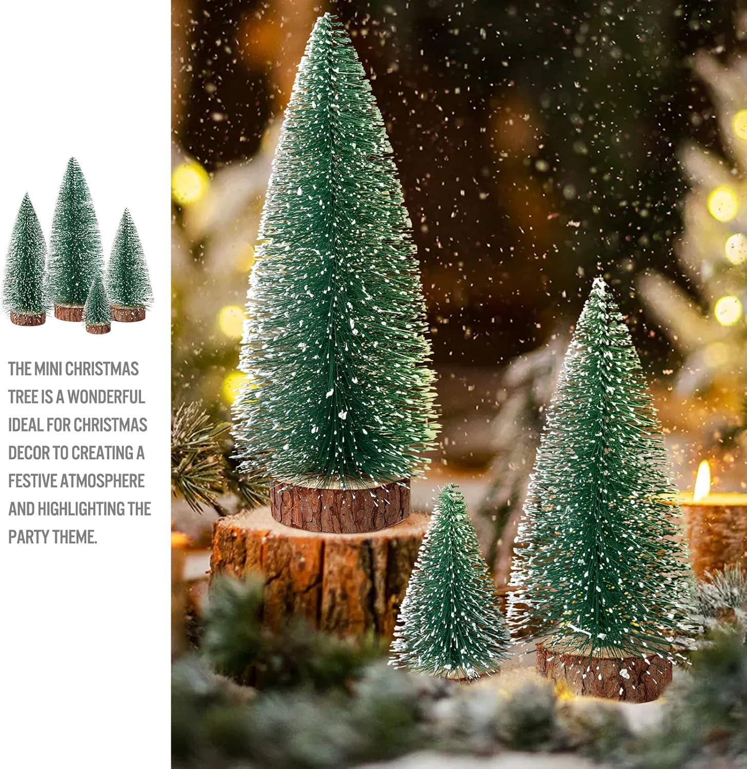 Mini Christmas Trees Christmas Decor Artificial Christmas Decorations with 4 Sizes, Christmas Tree Bottle Brush Trees Christmas Table Decorations (6pcs Green)