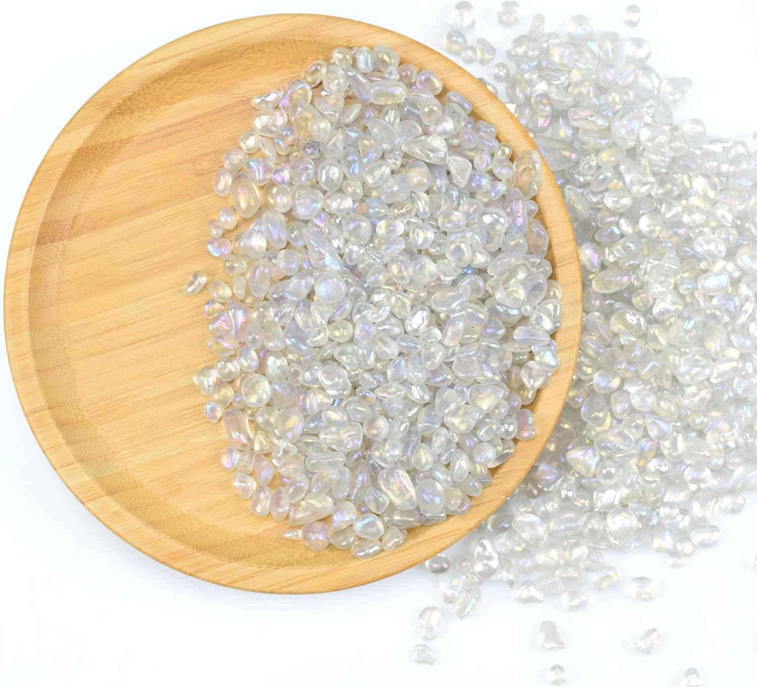WAYBER 1Lb/460g Irregular Sea Glass Stones Artificial Crystal Gem Pebbles for Aquarium/Turtle Tank/Terrarium/Flowerpot/Vase Landscape Ornament Decoration, Hyun White