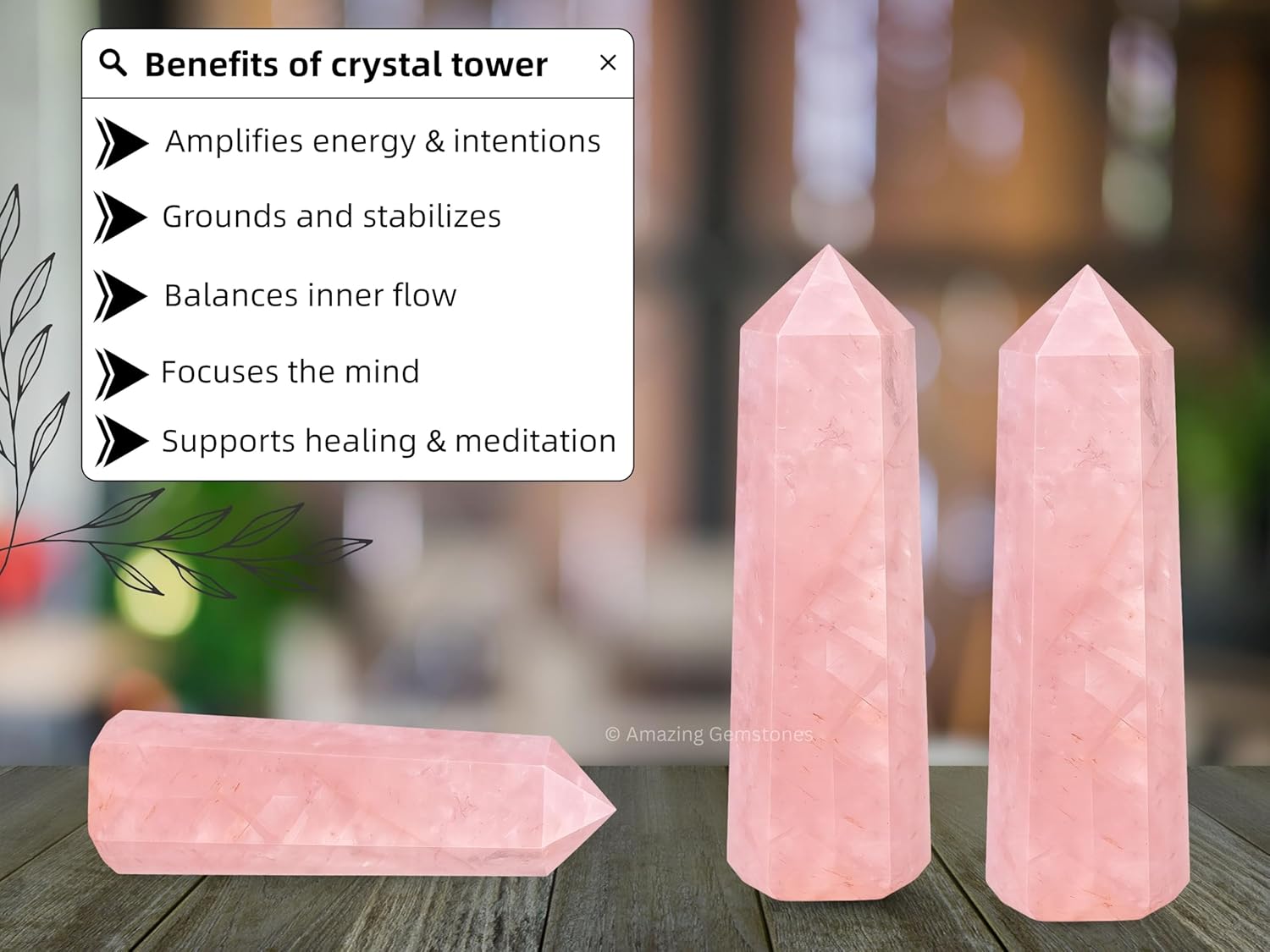 Amazing Gemstone Star Rose Quartz Crystal Towers - Natural Healing Crystal Point Obelisk for Reiki Healing and Crystal Grid (2" to 3" Inch)