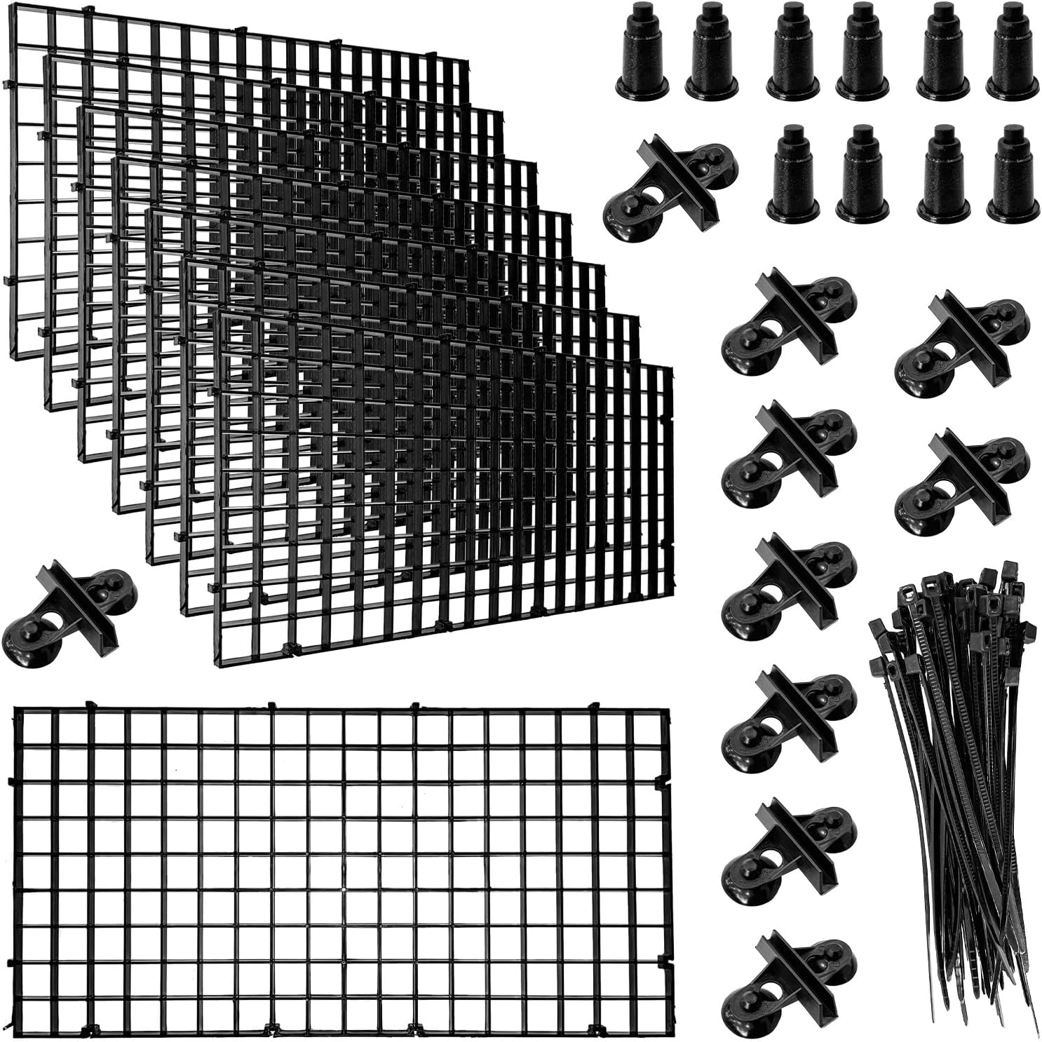 soujkooy 8Pcs Fish Tank Divider, 5.9x11.8in/15X30cm Aquarium Filter Bottom Divider Plastic Grid Tray Egg Crate, Fish Tank Bottom Isolation with 10 Sucker Clips and Bracket Ties