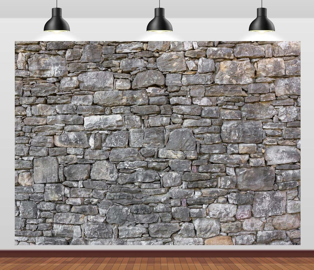 7x5ft Fabric Ancient Stone Wall Backdrop Gray Brick Stone Wall Textured Rock Wall Background Boy Kid Adult Artistic Portrait Photo Shoot Studio