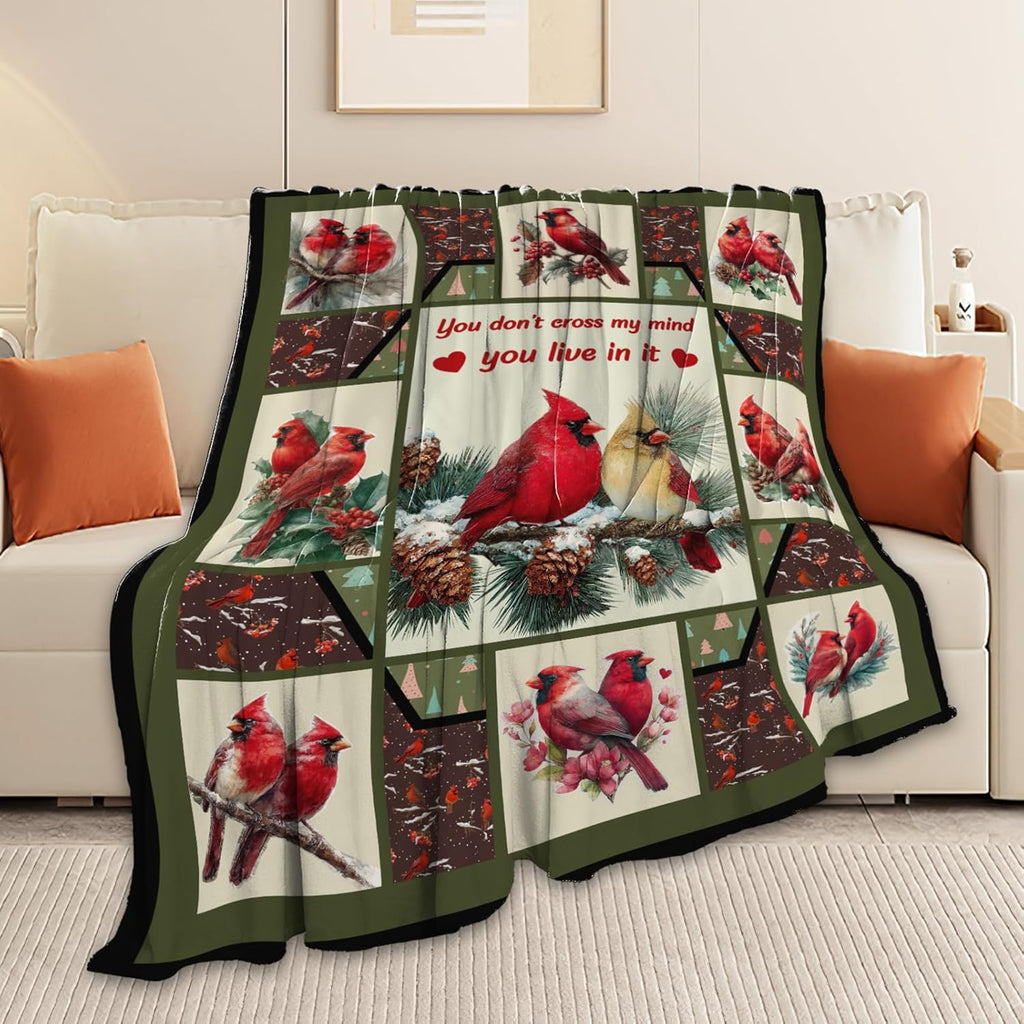 Cardinal Throw Blanket Red Bird Cardinal Stuff Gifts for Kids Girls Boys Adults Women Men Soft Cozy Warm Plush Fluffy Fuzzy Fleece Blanket Christmas Decor 40''X50''