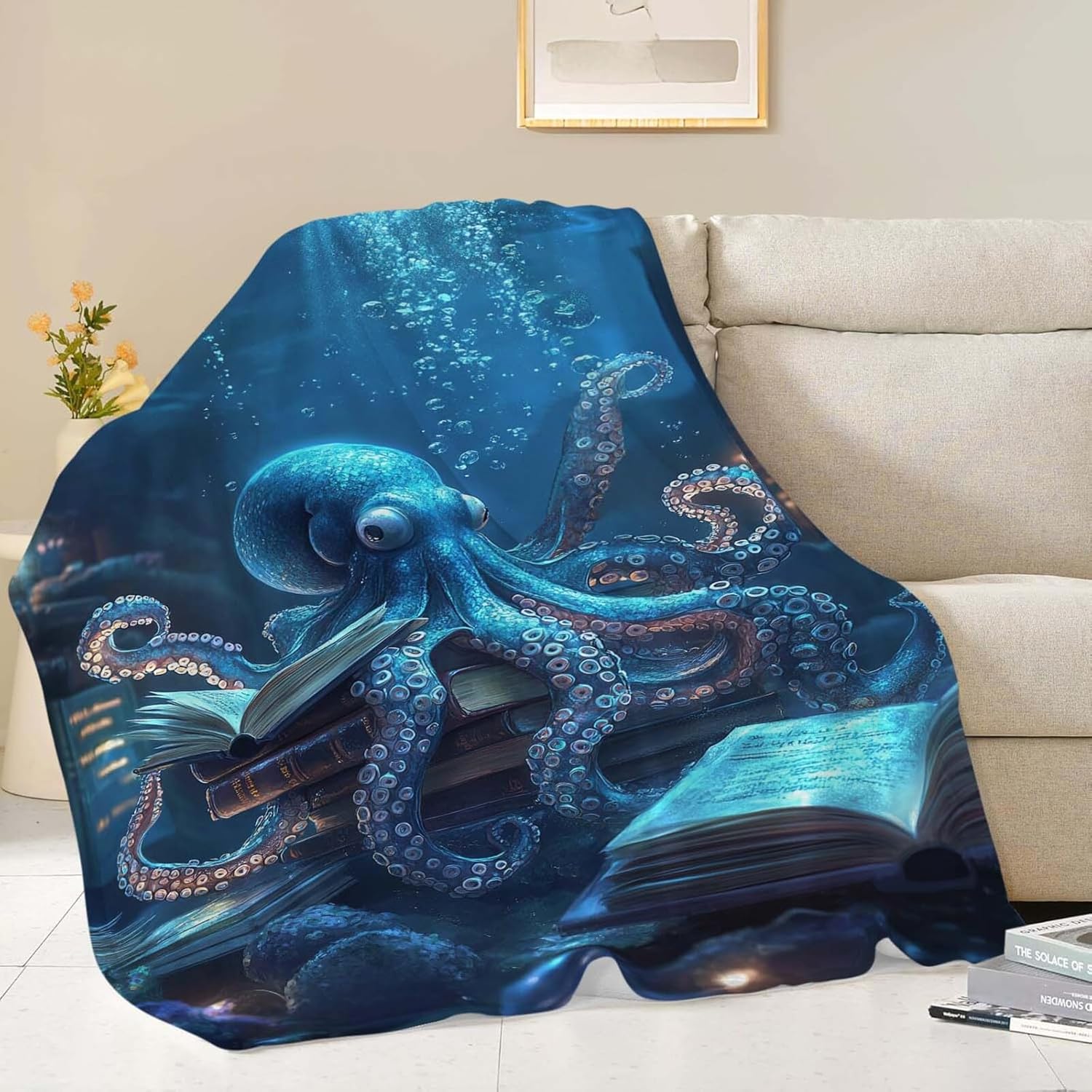 Octopus Throw Blanket Ocean Octopus Stuff Gifts for Kids Girls Boys Adults Women Man Soft Cozy Warm Plush Fluffy Fuzzy Fleece Blanket Decor 40''X50''