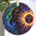2025 Sun and Moon Christmas Ornament - Round Ceramic Tree Decoration, Holiday Decor, Gift Idea for Friends, Christmas Exchange