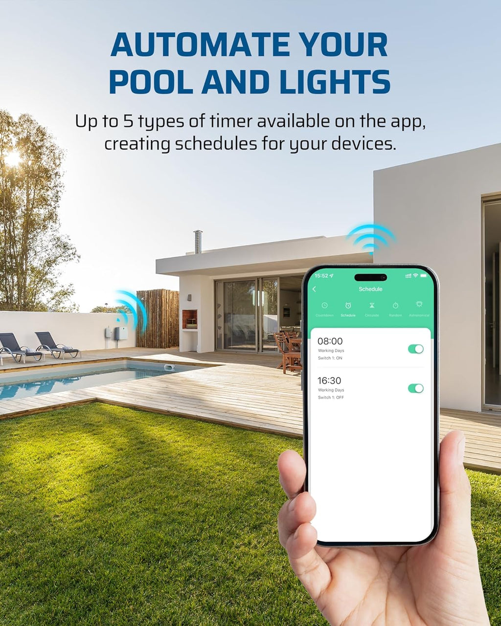 DEWENWILS Pool Pump Timer, Outdoor Smart WiFi Box, Heavy Duty 40A 120VAC 2HP Wireless Controller Timer for Pool, Water Heater, Compatible with Smart Phone, Alexa, Google Assistant, ETL Listed