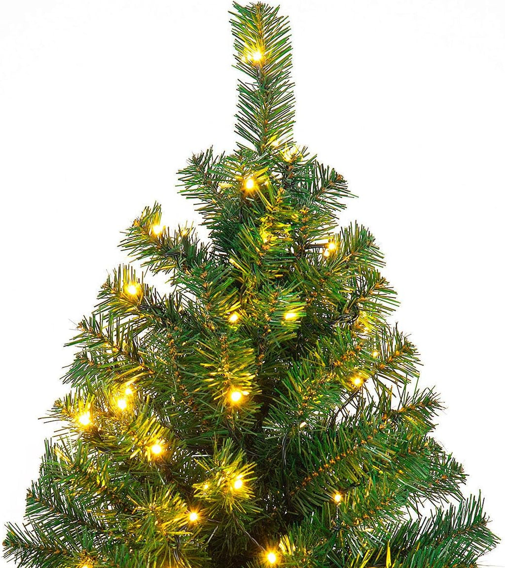 Goplus 4.5ft Pre-Lit Artificial Christmas Tree, Premium Spruce Hinged Xmas Tree with 200 LED Lights, Solid Metal Stand, UL-Certified Transformer, for Home Office Indoor Decor