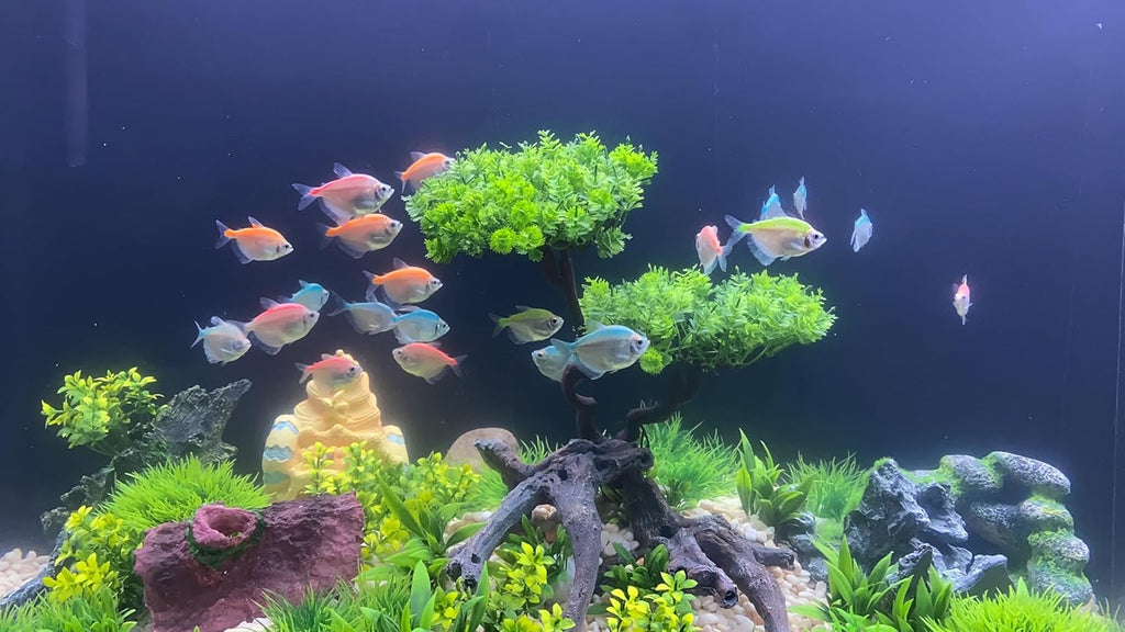 BEGONDIS 25Pcs Artificial Aquarium Tree & Plants Set - Green Fake Aquatic Plants for Aquarium Decorations