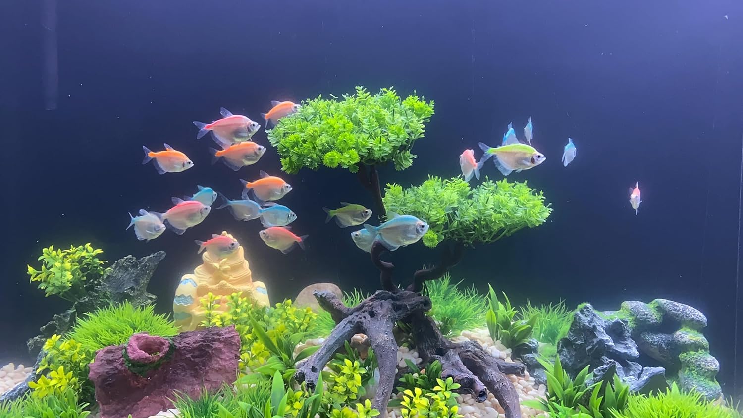 BEGONDIS 25Pcs Artificial Aquarium Tree & Plants Set - Green Fake Aquatic Plants for Aquarium Decorations