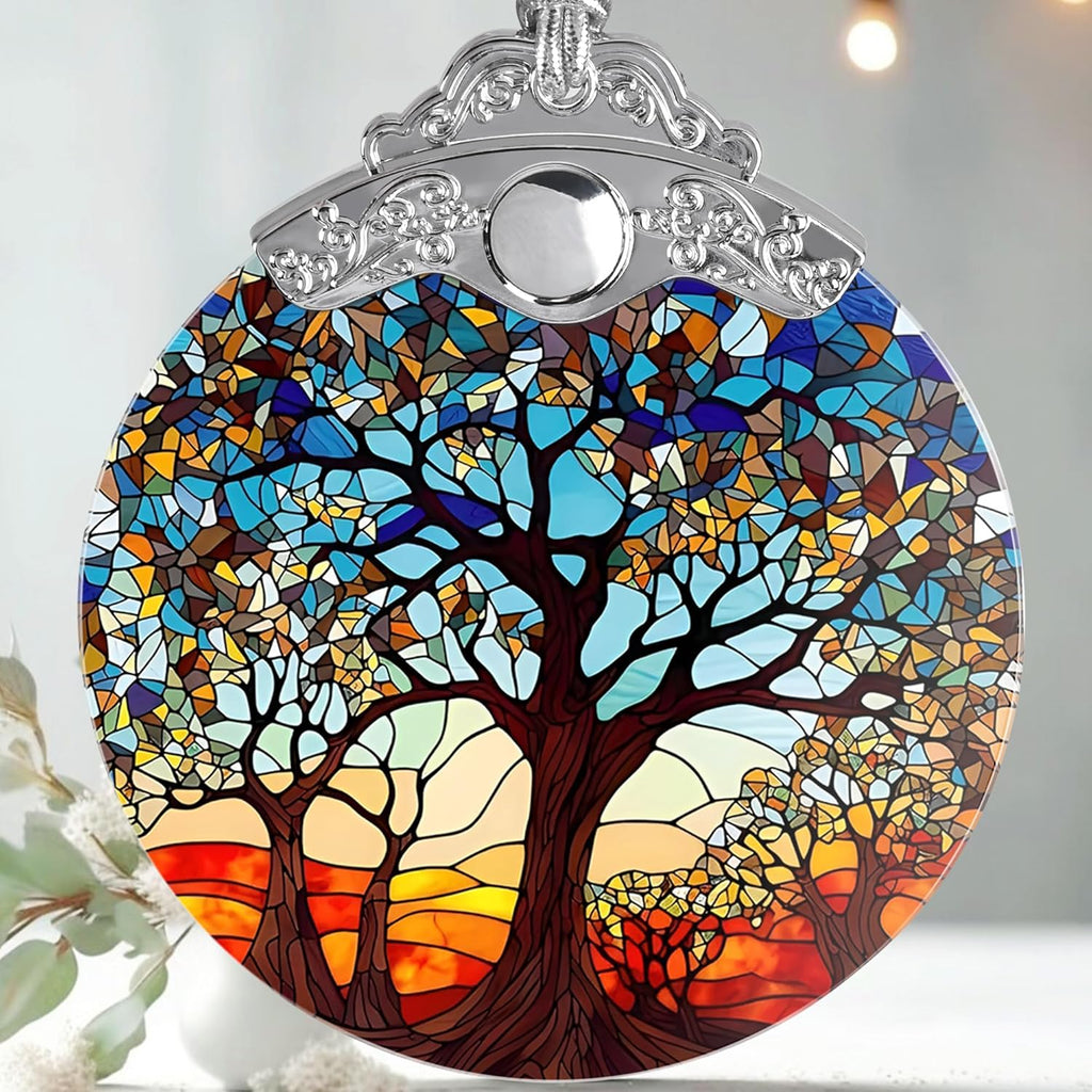 Stained Glass Tree of Life Christmas Ornament - Holiday Decor & Xmas Gift Idea