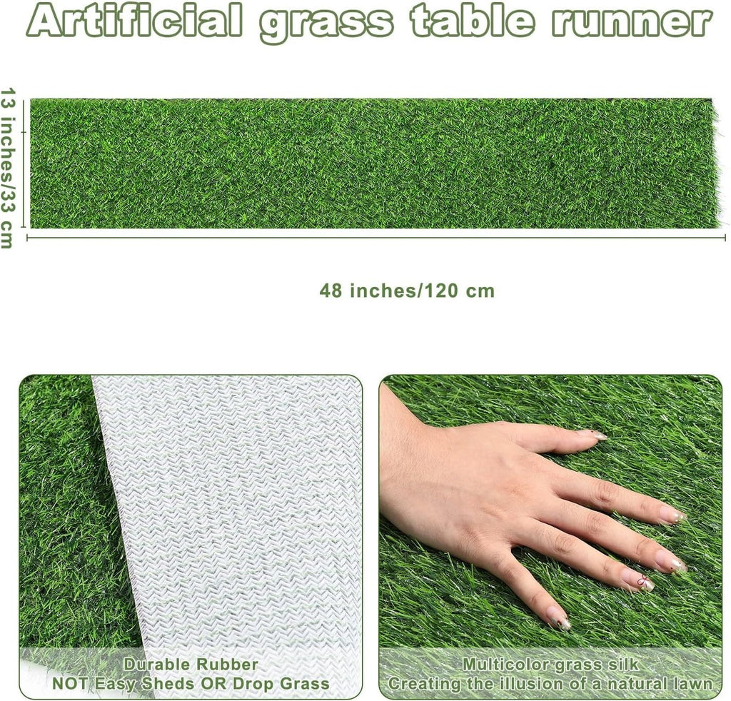 Artificial Grass Table Runners-13 x 48 Inches Faux Grass Table Runner for Golf Themed Party,Synthetic Turf Table Runner for Wedding Party, Birthday, Banquet, Baby Shower, Home Decor