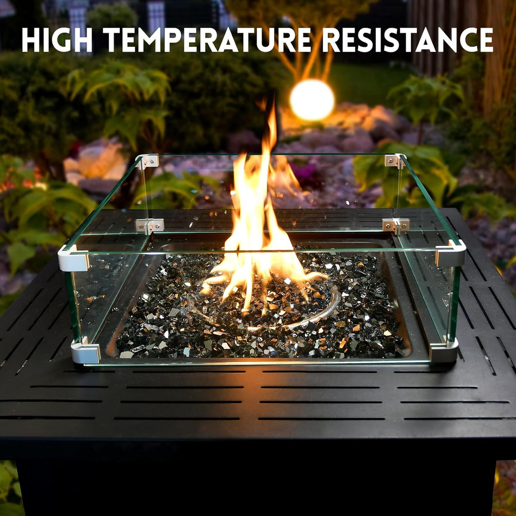 GasSaf 1/4 Inch Fire Glass Reflective Tempered Fireglass Cut Crushed FireGlass for Fire Pit, Fireplace, Replaces Existing Gas Logs & Lava Rocks (20 Pound)(Black Reflective)