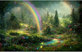 Fantasy Forest Aquarium Background Rainbow Colorful Flowers Terrarium Background Jungle Plants Foggy Misty Rainforest Fish Tank Background Mysterious Forest Reptile Habitat Background Vinyl 72x24in