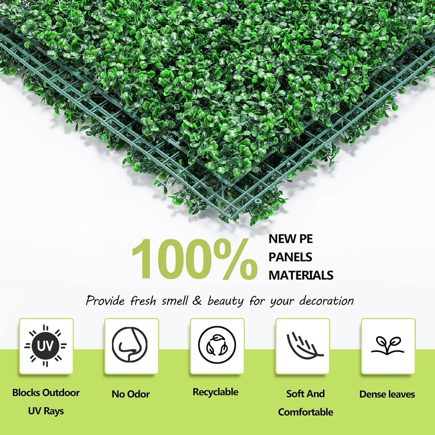 AOKIE 20"X20" Artificial Grass Wall, 24Pcs Boxwood Hedge Wall Panels UV-Anti Grass Backdrop Wall Decor, Greenery Privacy Hedge Screen for Indoor Outdoor Patio Balcony, Party Garden Fence Decor