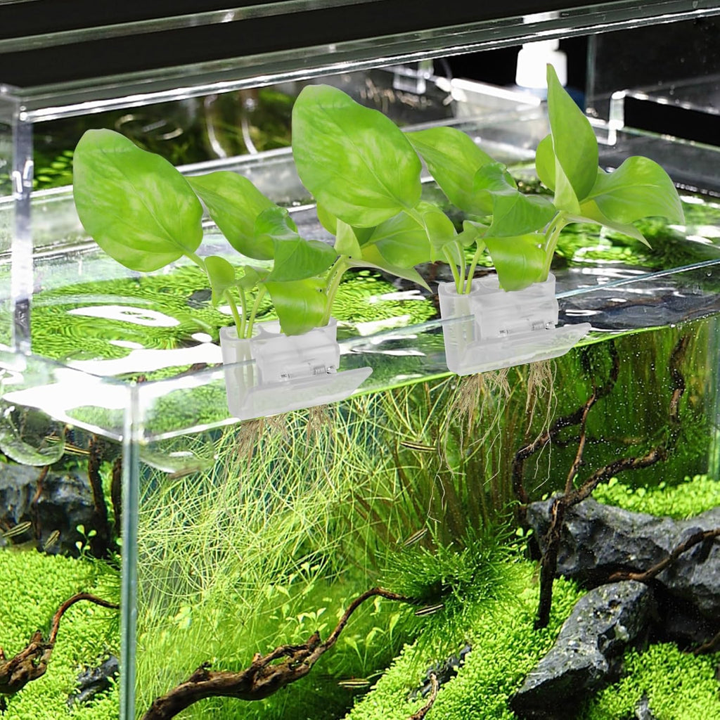 3 Holes Upgraded Aquatic Plant Cup Aquarium Plant Holder for Tank,Aquascape Accessories Decorations- White 2 Pcs