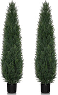 Artificial Cedar Topiary Trees, 5FT UV Resistant Topiary Trees Artificial Outdoors, Realistic Pre-Potted Faux Cypress Plants for Outdoor Porch, Home Entryway, and Garden Decor, Set of 2