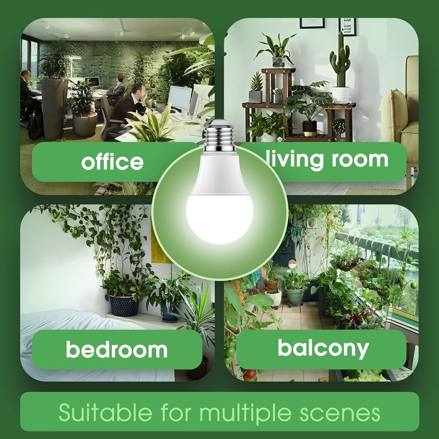 Briignite Grow Light Bulbs, Full Spectrum Grow Light Bulb, LED Grow Light Bulb A19 Bulb, Plant Light Bulbs E26 Base, 11W Grow Bulb 100W Equivalent, Grow Light for Indoor Plants, Seed Starting, 2 Pack