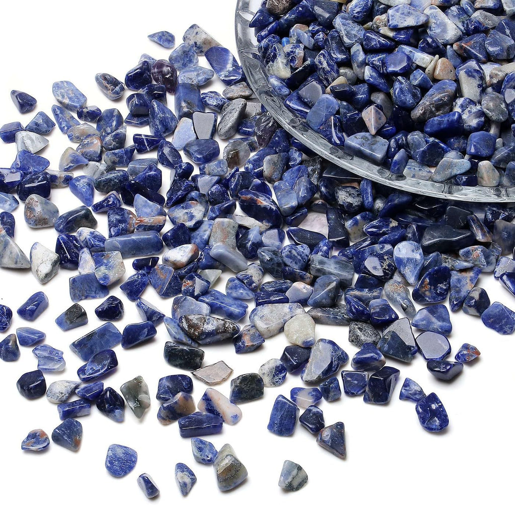 LAIDANLA Sodalite Crushed Stone Crystal Chips Bulk Natural Gemstones Healing Reiki Crystals Mini Quartz Vase Filler Aquarium Gravel 100g