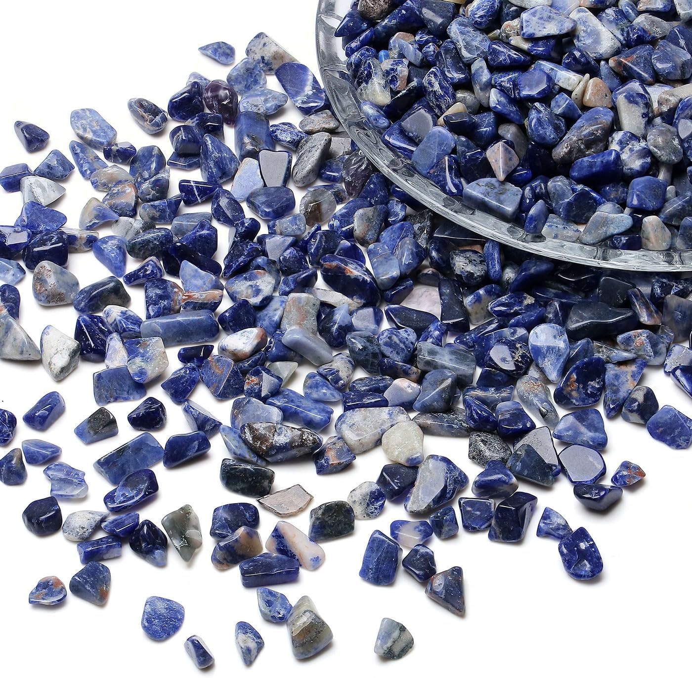 LAIDANLA Sodalite 1lb Crystal Polished Tumbled Stones Irregular Shaped Crystal Chips Bulk Natural Gemstone Aquarium Gravel Rocks Vase Filler Fish Tank Gravel Home Decoration