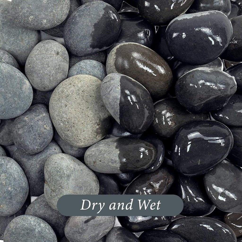 River Rocks, 5lbs Black Pebbles for Indoor Plants, 1-2 Inch Aquarium Rocks, Natural Stones for Landscaping Garden Paving Plant Rocks Crafting Walkways