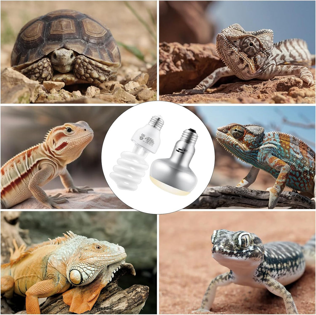 DXOPHIEX 100W Reptile Heat Lamp and 26W 10.0 UVB Bulb Combo Pack, UVA Basking Bulb and UVB Light for Reptiles, Basking Light for Bearded Dragon, Turtles, Snake and Lizard