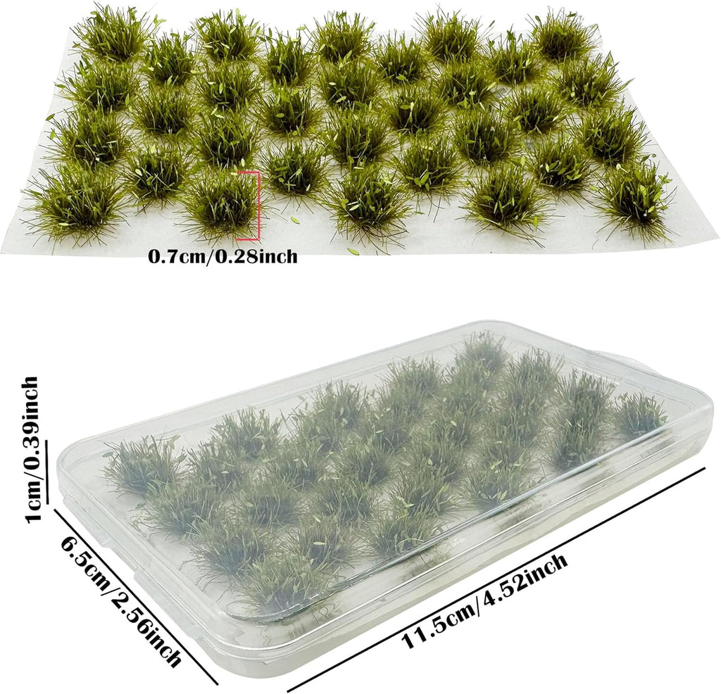 Woohome 32 PCS Miniature Grass Cluster, Tender Green Static Grass Tuft Model Vegetation Groups Static Grass Tufts for DIY Model Train Landscape Railroad Scenery Grass Tufts Flower