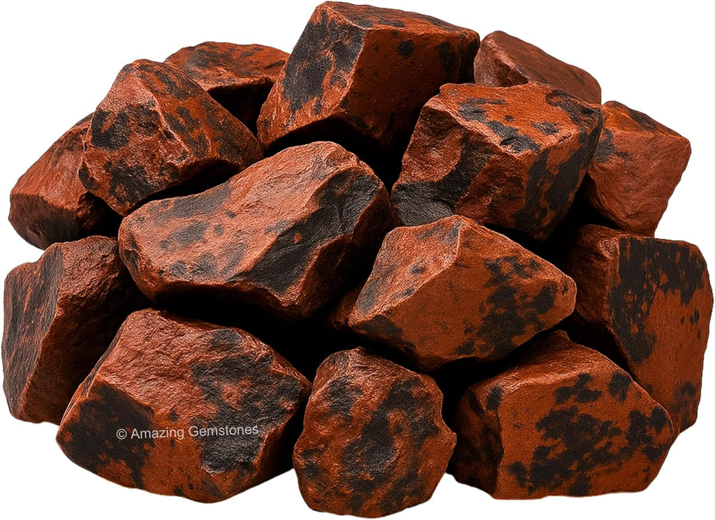 Amazing Gemstone 2 Pieces Mahogany Obsidian Raw Crystals and Healing Stones, Natural Rocks for Tumbling and DIY Raw Stones and Crystals