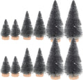 LUOZZY 12pcs Artificial Pine Trees Model Halloween Village Accessories Fake Mini Black Plant Trees Halloween Haunted House Decoration, 4.5CM+6.5CM+8.5CM