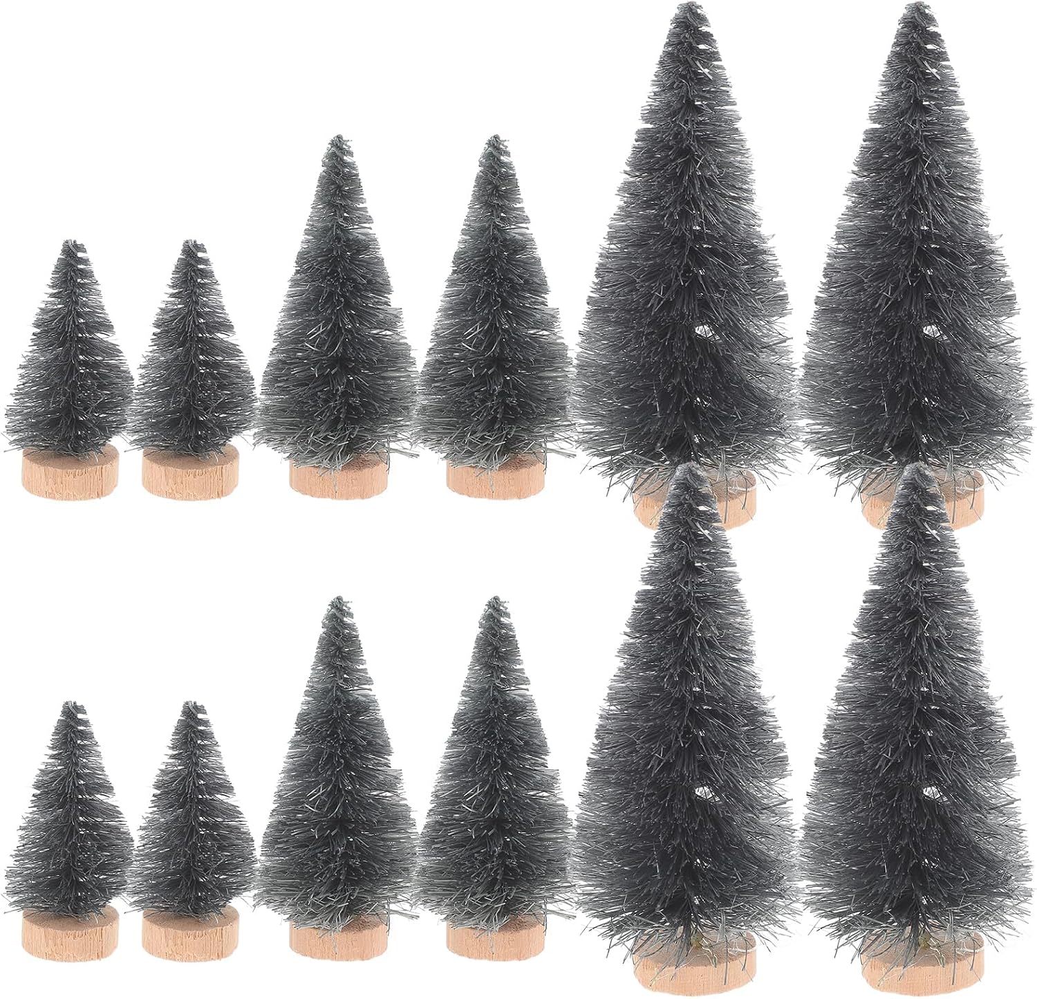 LUOZZY 12pcs Artificial Pine Trees Model Halloween Village Accessories Fake Mini Black Plant Trees Halloween Haunted House Decoration, 4.5CM+6.5CM+8.5CM