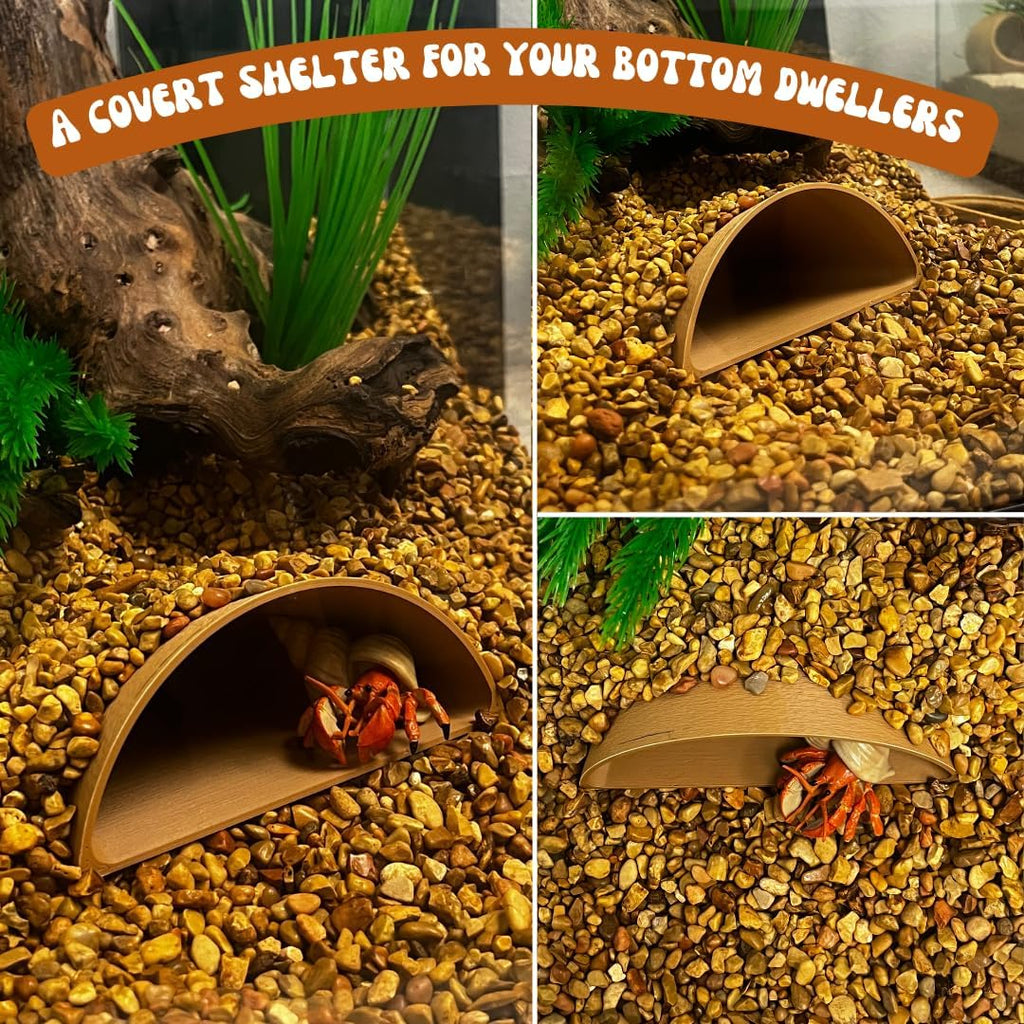 REEFSHAPE Aquarium or Terrarium Pocket Cave | Minimalist Shelter Cave for Fish, Shrimp, Reptiles, Amphibians, & More! | Made in USA (Pocket Cave, Tan)