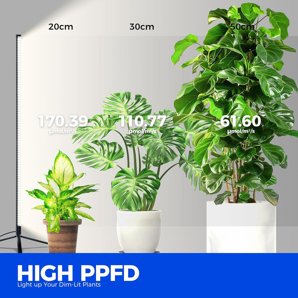 Barrina Vertical Grow Light T10, 42W 5000K, Full Spectrum LED Plant Light for Indoor,Standing Wide Coverage, 4FT Height with On/Off Switch and Tripod Floor Stand