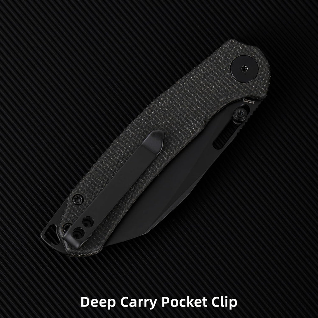 Folding Pocket Knife, 3.1" Stonewash Blade EDC Knife with Safety Liner Lock, Small Pocket Knife with Clip for Men, Sharp Camping Hiking Hunting Survival Knives