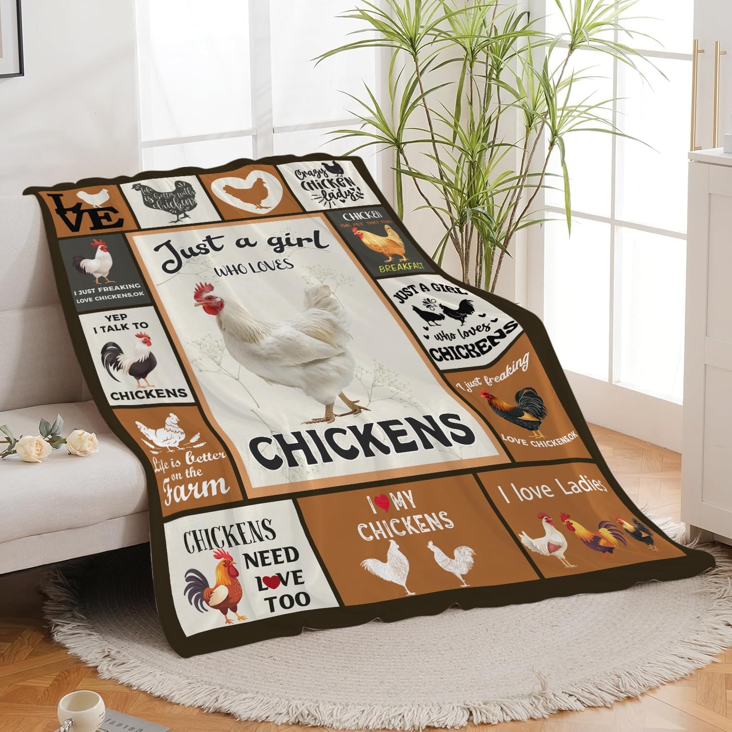 Chicken Blanket Rooster Chicken Throw Blanket Gifts for Girls Women Kids Boys Adults Men Super Soft Cozy Plush Fluffy Fuzzy Fleece Blanket Home Decor 40''X50''
