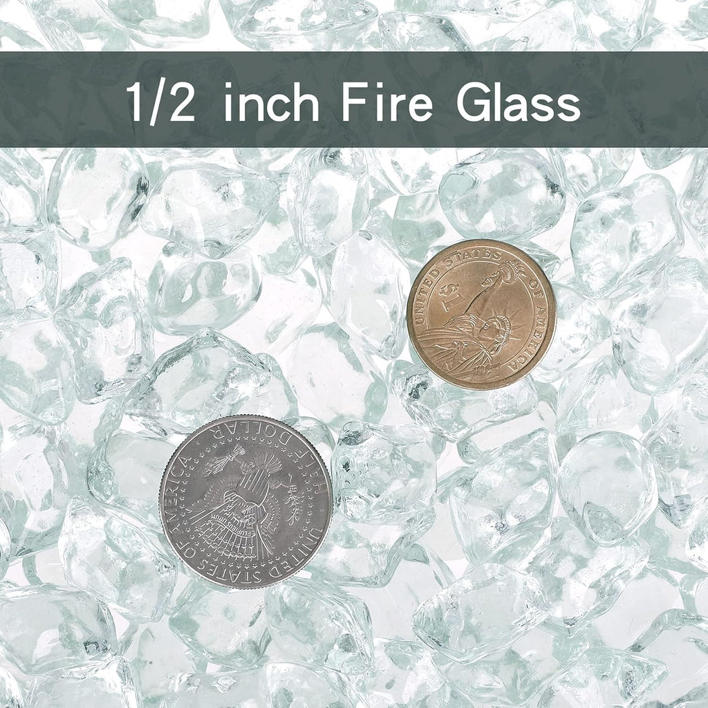Onlyfire 1/2-Inch Polygon Fire Glass, 10 Pound Pack Glass Rock for Fireplace Fire Pit & Lanscaping, High Luster Crystal