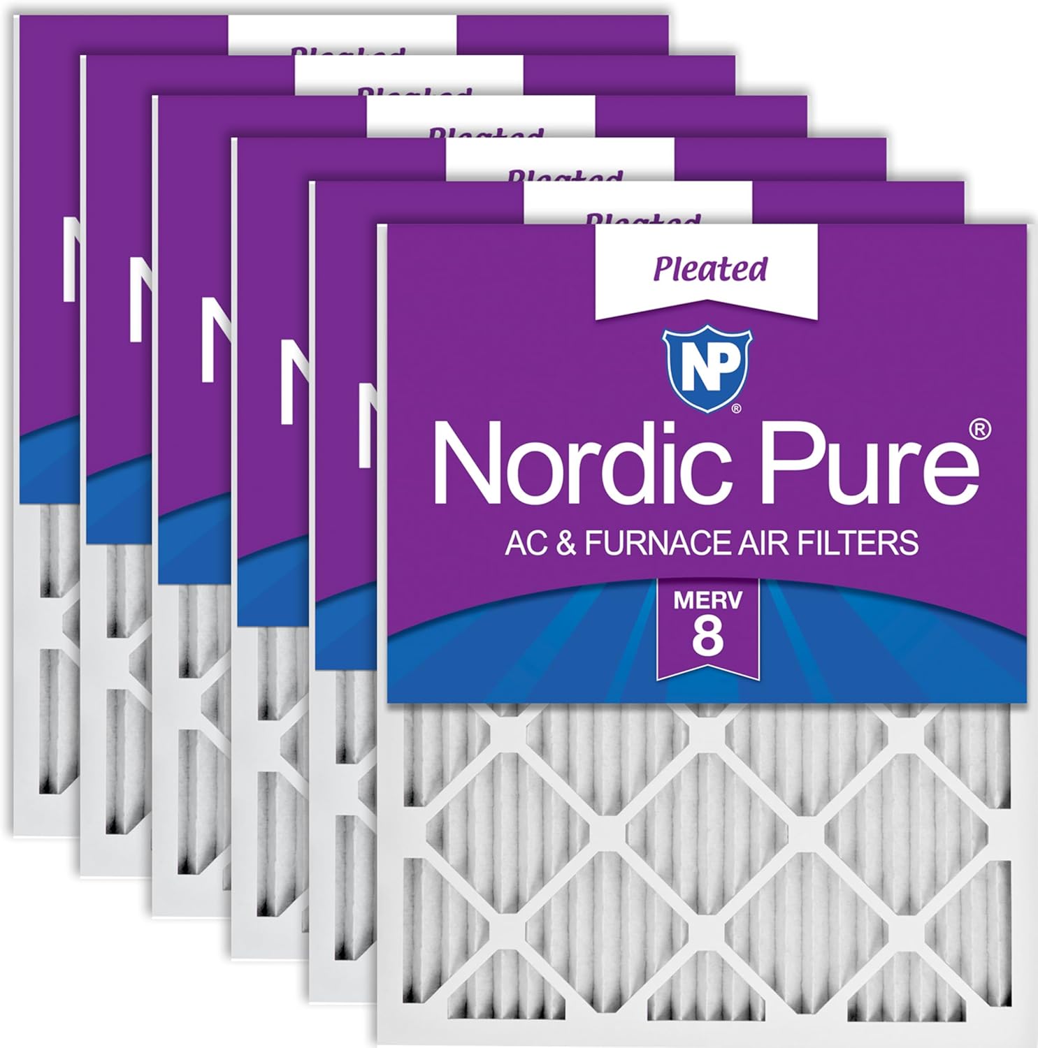 Nordic Pure 20x25x1 (19 1/2 x 24 1/2 x 3/4) Pleated MERV 8 Air Filters 6 Pack