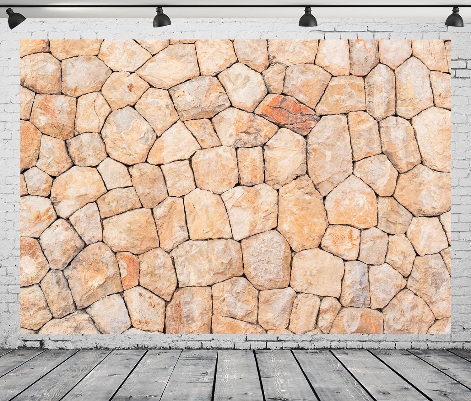 8x6ft Fabric Stone Wall Backdrop Natural Rock Wall Textured Photography Background Birthday Party Decoration Newborn Boy Kid Adult Artistic Portrait Seamless Scene Video Photo Shoot Props