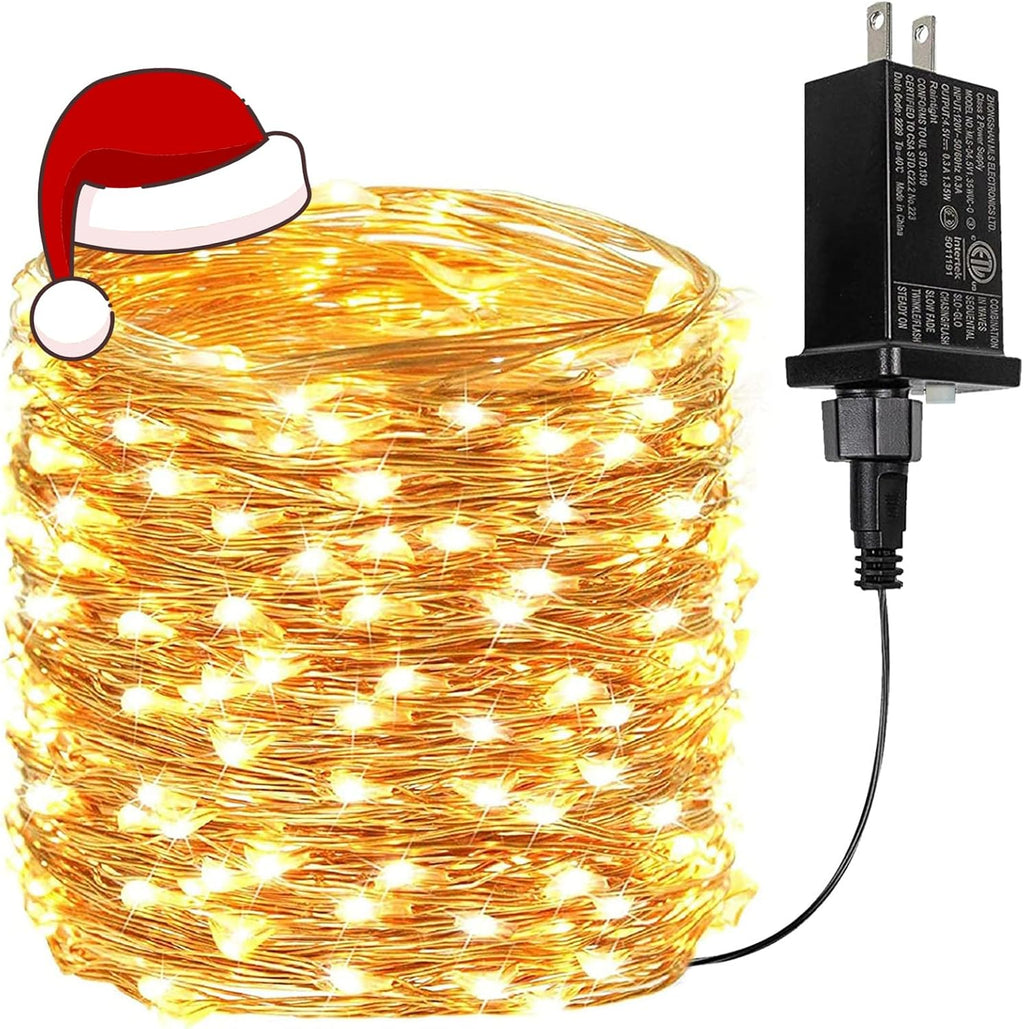 66Ft 200 LED Fairy Lights Plug in, Waterproof String Lights Outdoor & Indoor 8 Modes Christmas Light Bedroom Decor, Timer Twinkle Lights for Girl's Room Garden Party Christmas Decorations (Warm White)