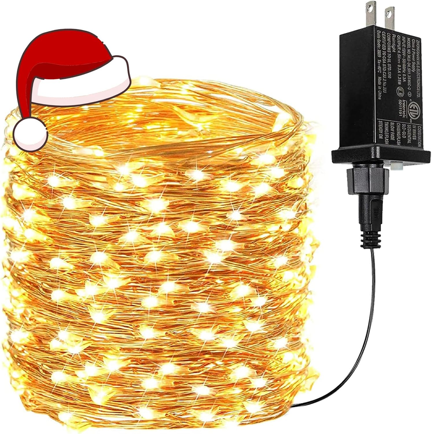 66Ft 200 LED Fairy Lights Plug in, Waterproof String Lights Outdoor & Indoor 8 Modes Christmas Light Bedroom Decor, Timer Twinkle Lights for Girl's Room Garden Party Christmas Decorations (Warm White)