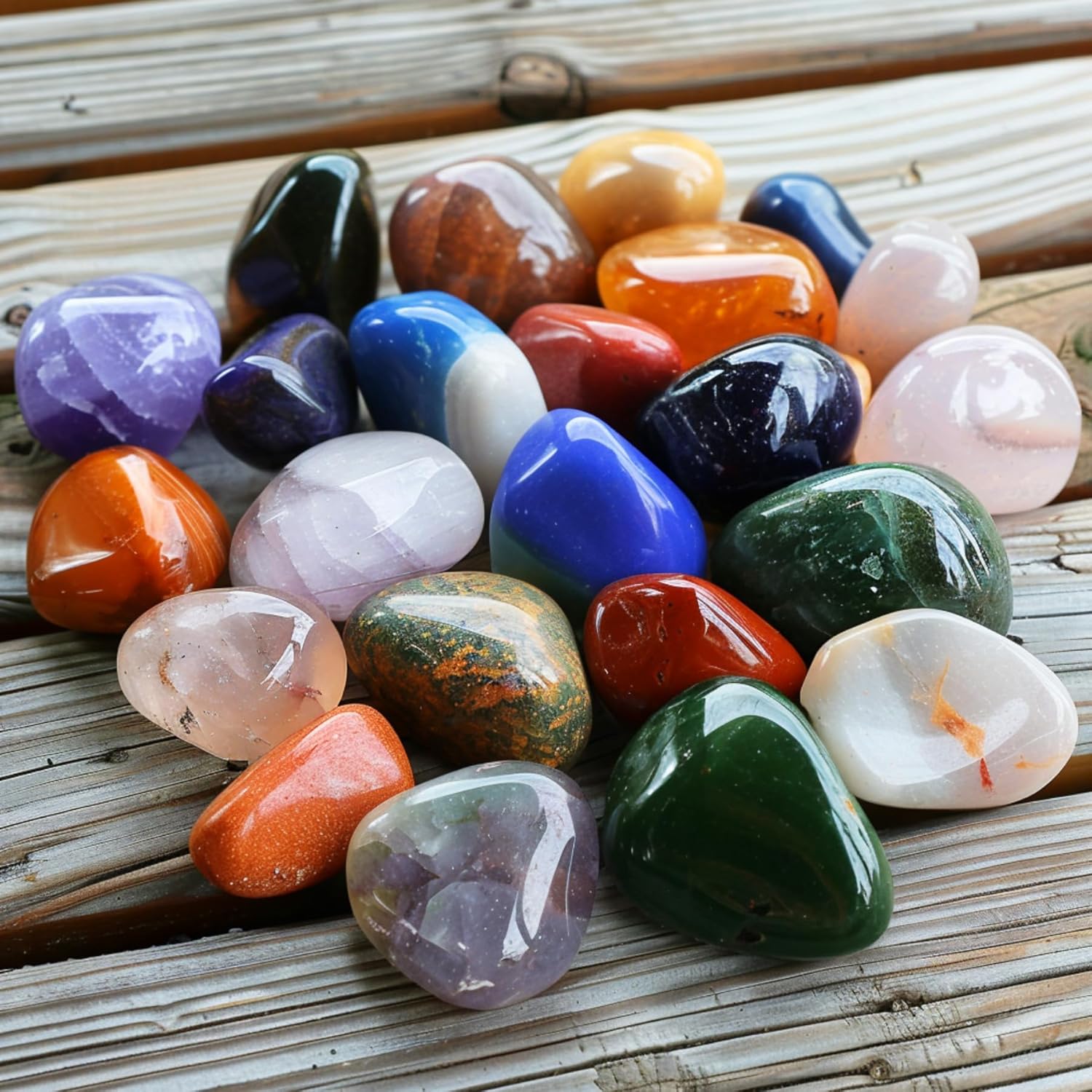 Polished Ocean Jasper Crystal Stones - 2 Pcs of 1.2" Worry Stone for Anxiety, Pocket Palm Stone Super Large Handpicked Natural Tumbled Gemstones for Meditation, Reiki, Chakra Healing, Home Decor