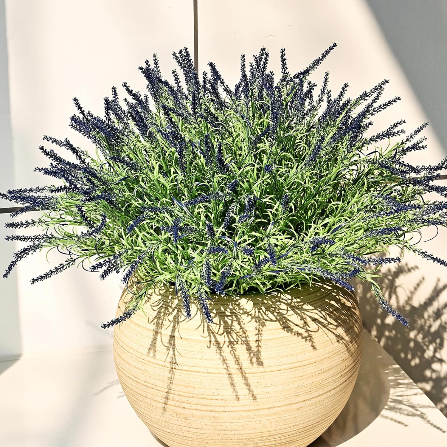 UV-Resistant Artificial Lavender Flowers – Certified Fade-Proof Outdoor Decor – Realistic Purple Fake Plants for Patio, Garden, and Landscaping (UV Resistant Dark Purple Lavender)